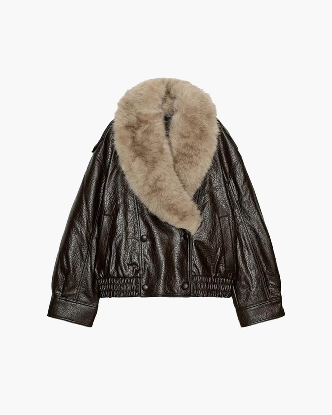 ZEYA - Felicity Faux Leather Jacket with Detachable Fur Collar
