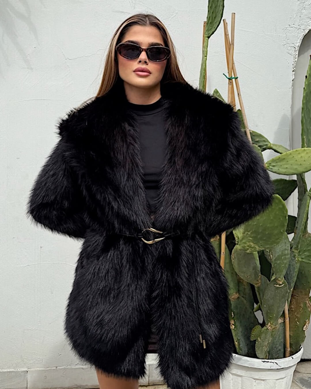 ZEYA - Feliz Faux Fur Coat with Belt