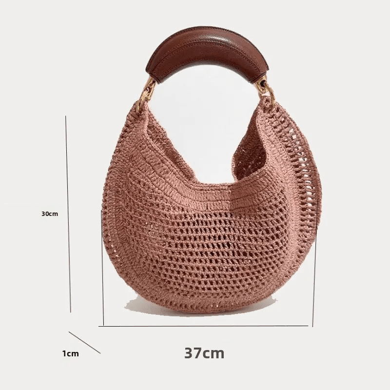 ZEYA - Geneva Crescent Woven Leather Bag