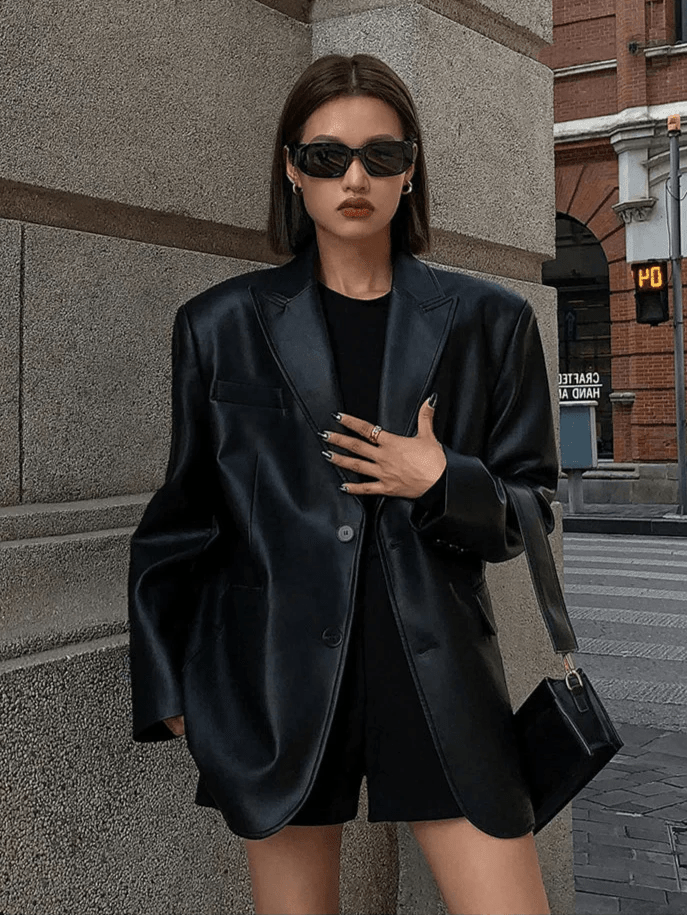 ZEYA - Glaiza Oversized Vegan Leather Blazer