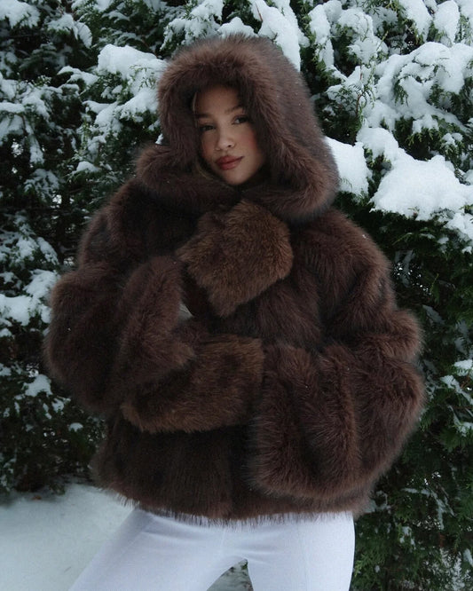 ZEYA - Hannah Faux Fur Hooded Short Coat