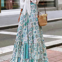 Imara Flowy Boho Print Ruffled Skirt