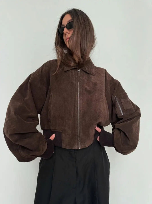 ZEYA - Iza Suede Bomber Jacket
