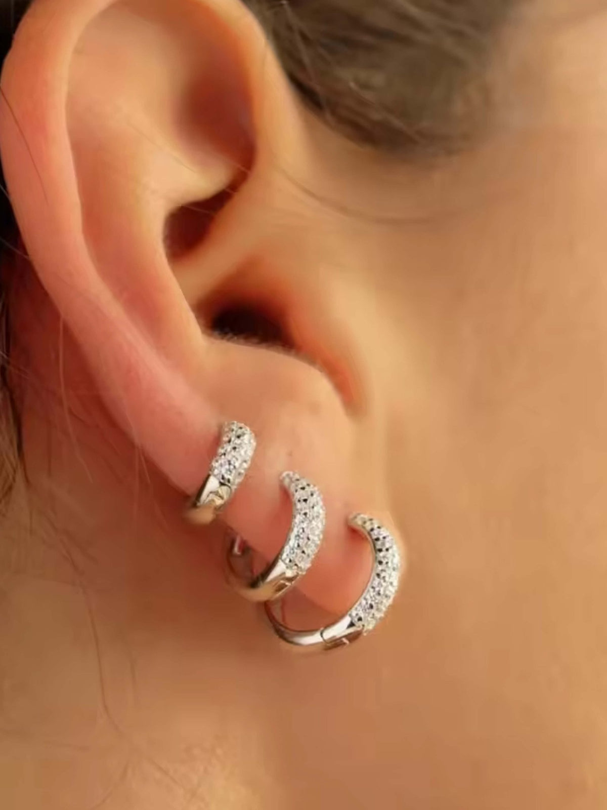 ZEYA - Juliette - Earrings with Zirconia Stones, Minimalist Hoop Design for Women