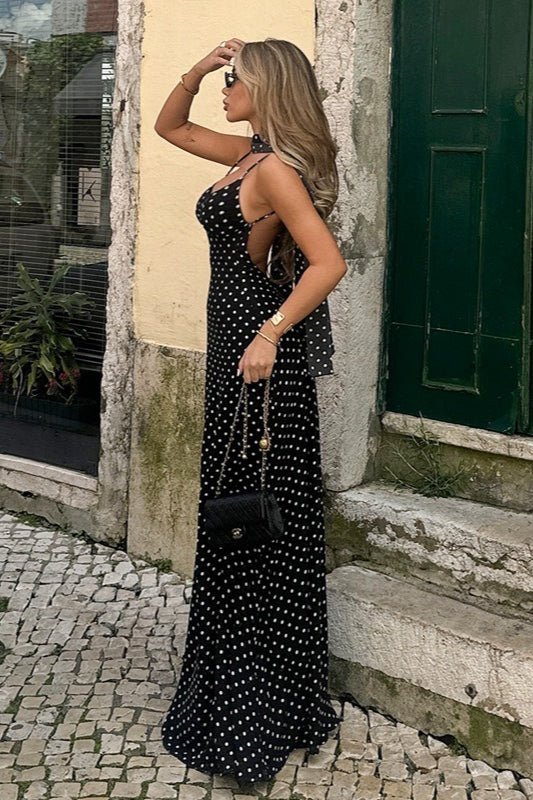 ZEYA - Lauren Polka Dot Backless Maxi Dress