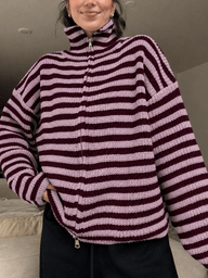 Leah Striped Knit High-Neck Sweater