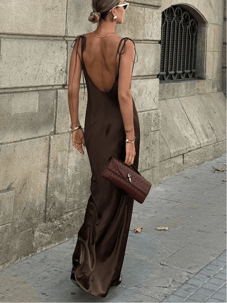 ZEYA - Leandra Backless Satin Maxi Dress