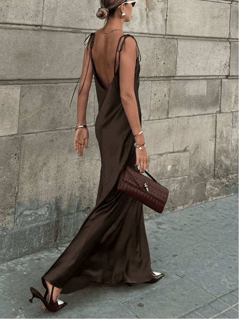 ZEYA - Leandra Backless Satin Maxi Dress