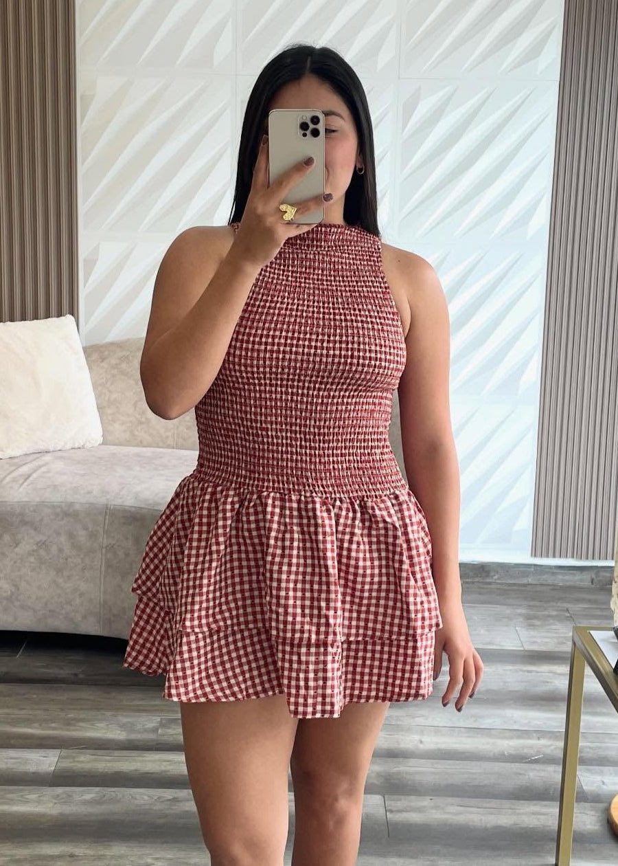 ZEYA - Linda Plaid Smocked Mini Dress