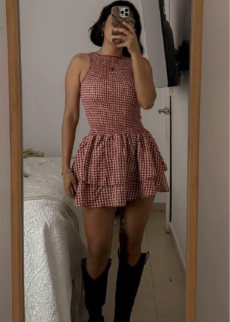 ZEYA - Linda Plaid Smocked Mini Dress