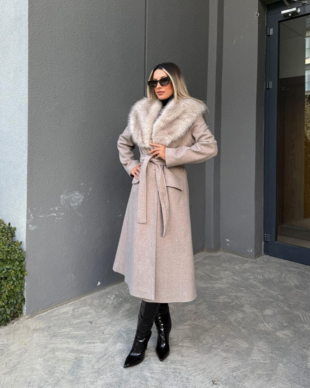 ZEYA - Lola Faux Fur Collar Maxi Coat