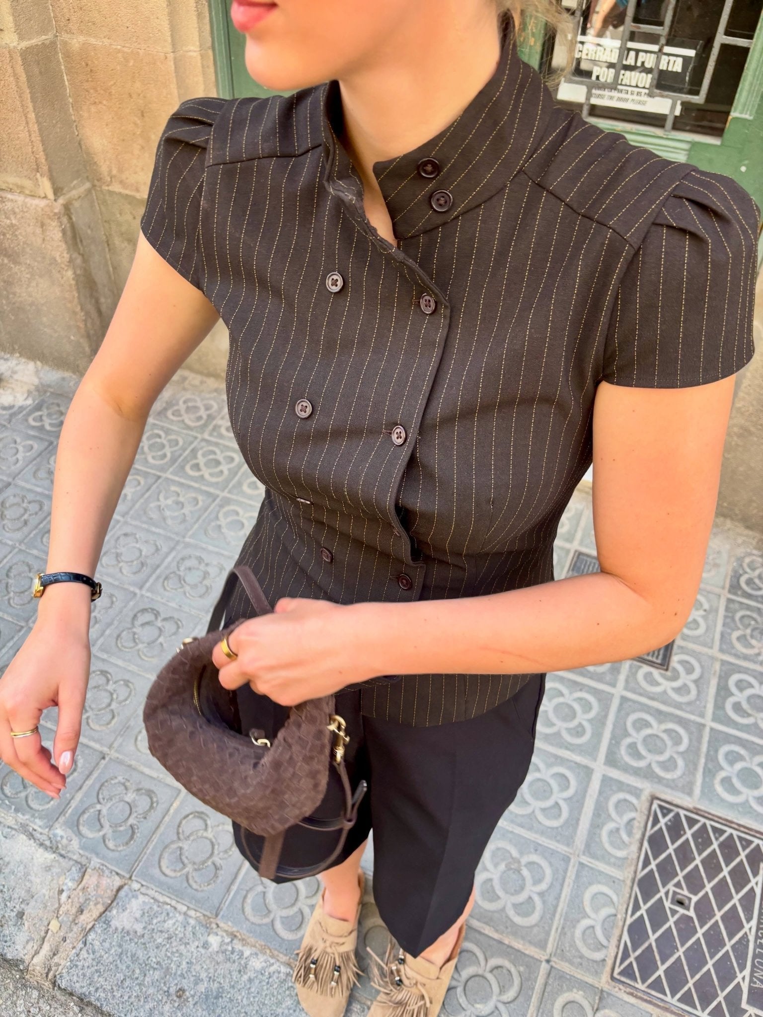 ZEYA - Lola Plaid High Neck Fitted Blouse