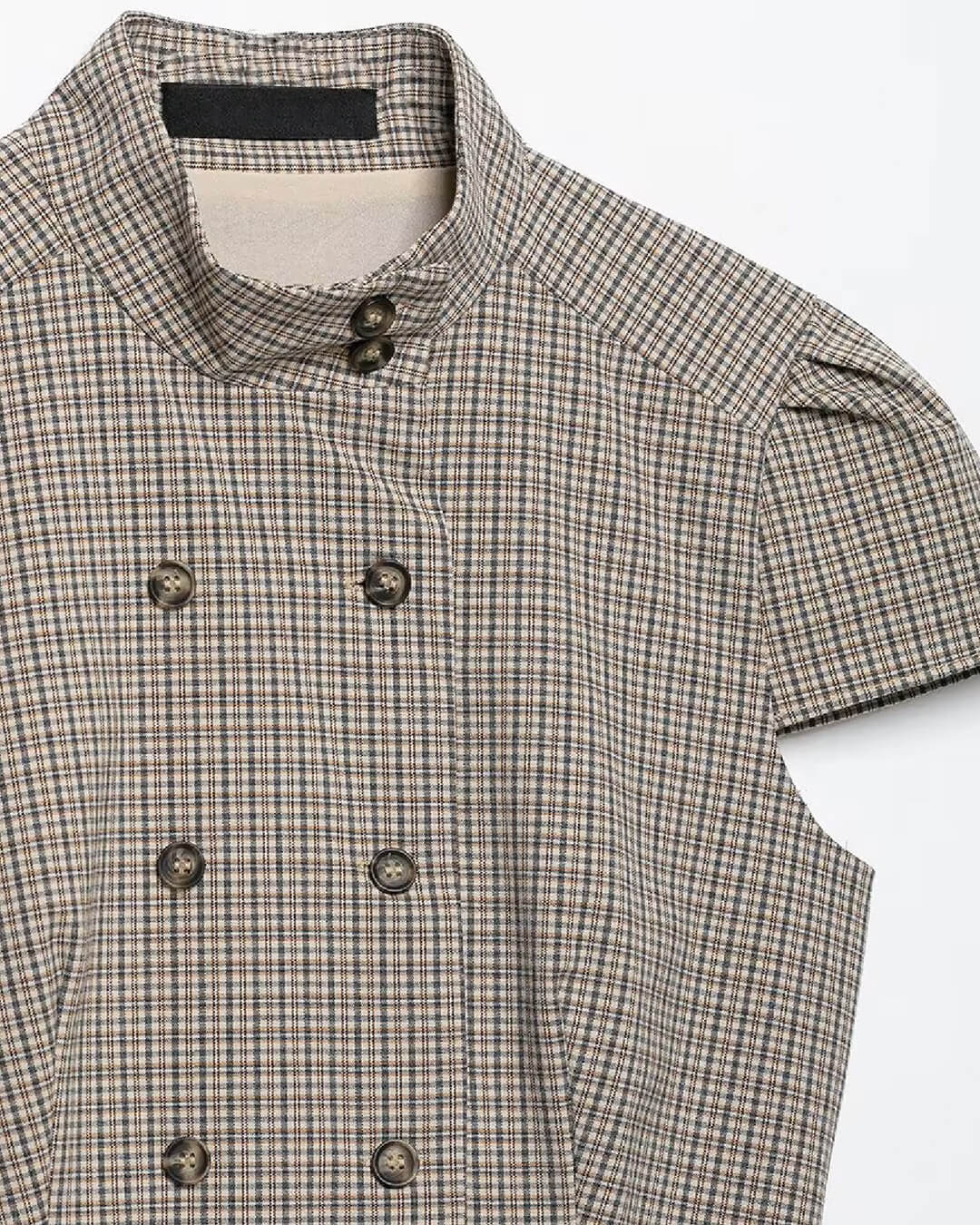 ZEYA - Lola Plaid High Neck Fitted Blouse