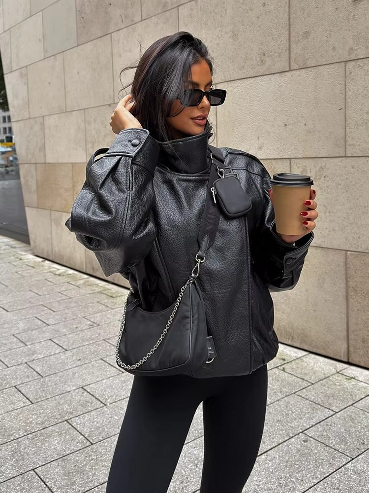 ZEYA - Lucille Asymmetrical Leather Jacket