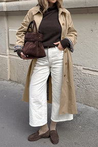 Lucy Check-Accent Trench Coat