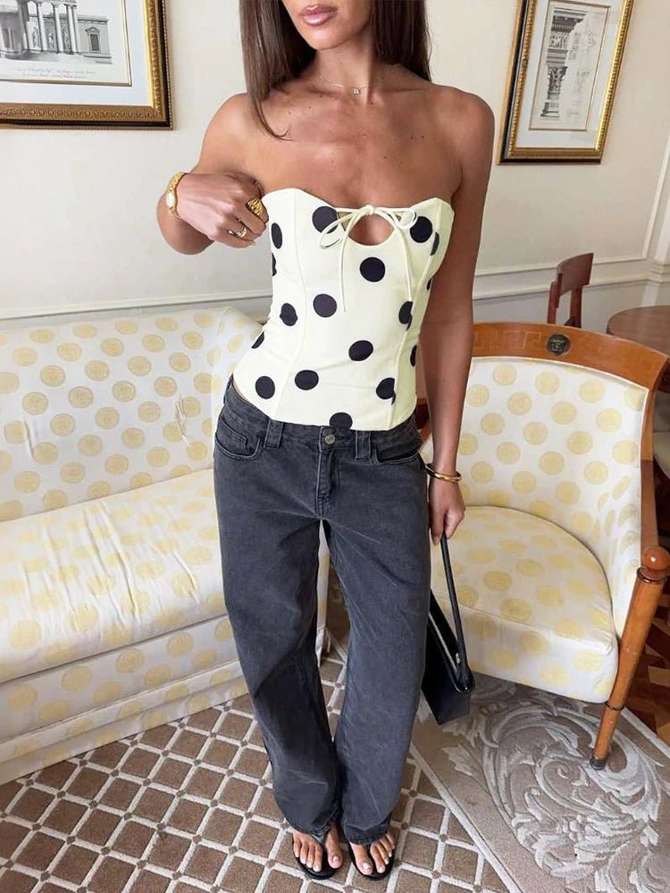 ZEYA - Lydia Polka Dot Strapless Top