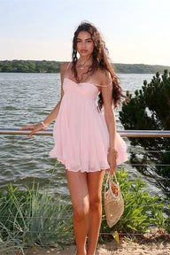 Maisie Off Shoulder Chiffon Mini Dress