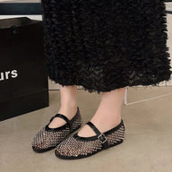 Marilyn Rhinestone Mesh Flat Shoes
