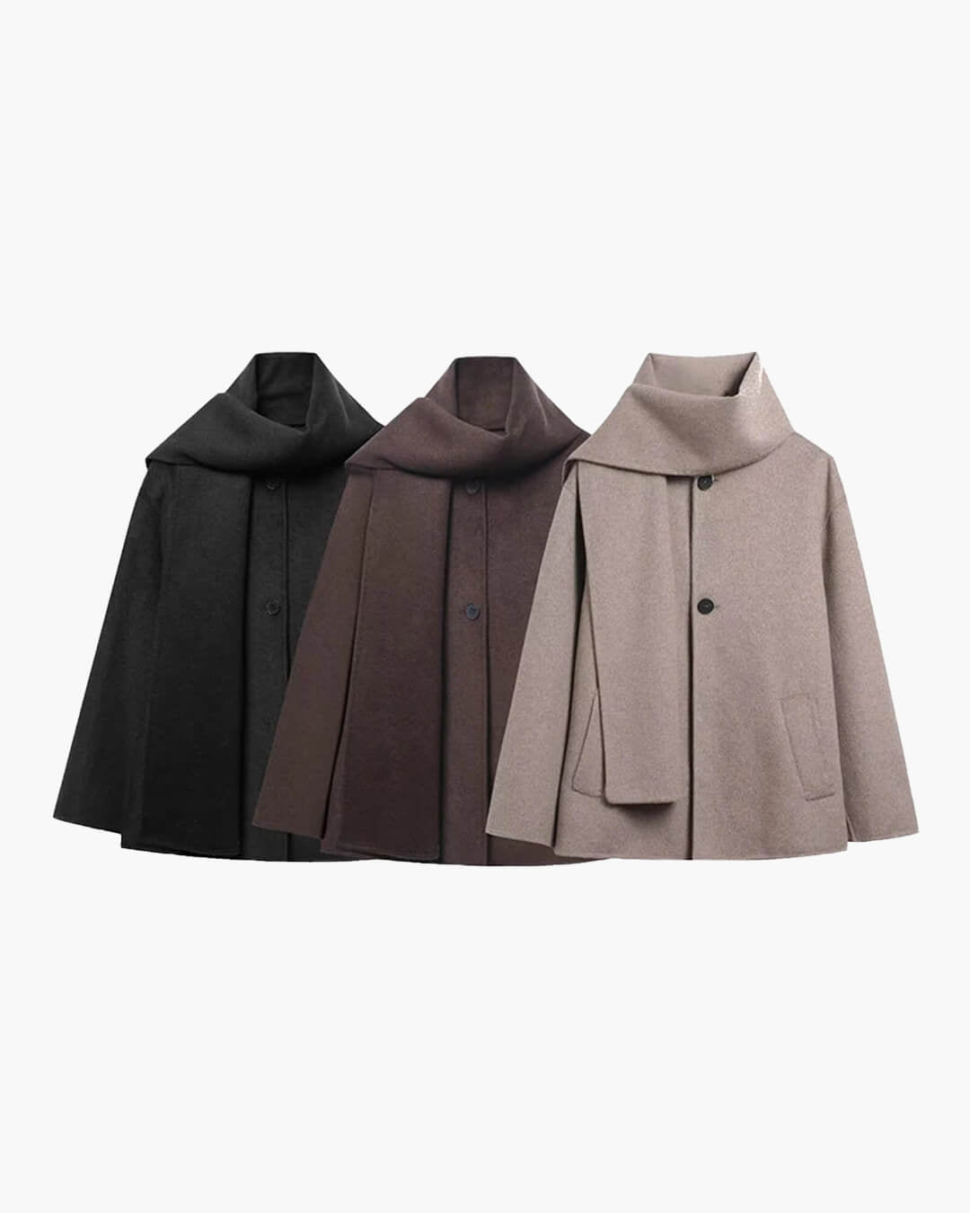 ZEYA - Marisol Faux Wool Coat with Scarf