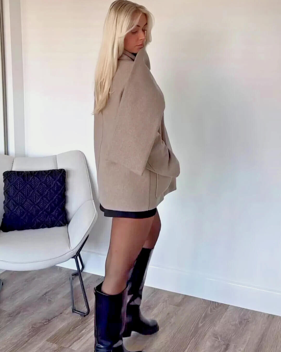 ZEYA - Marisol Faux Wool Coat with Scarf