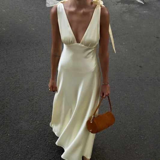 ZEYA - Melanie Satin Tie Strap Maxi Dress