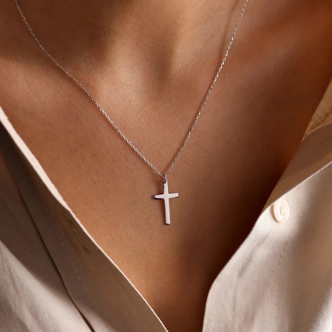 ZEYA - Melinda Necklace - Stainless Steel Cross Pendant with Adjustable Chain