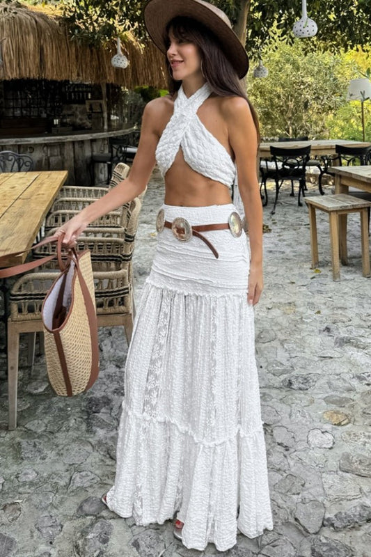 ZEYA - Melissa Lace Tiered Maxi Skirt