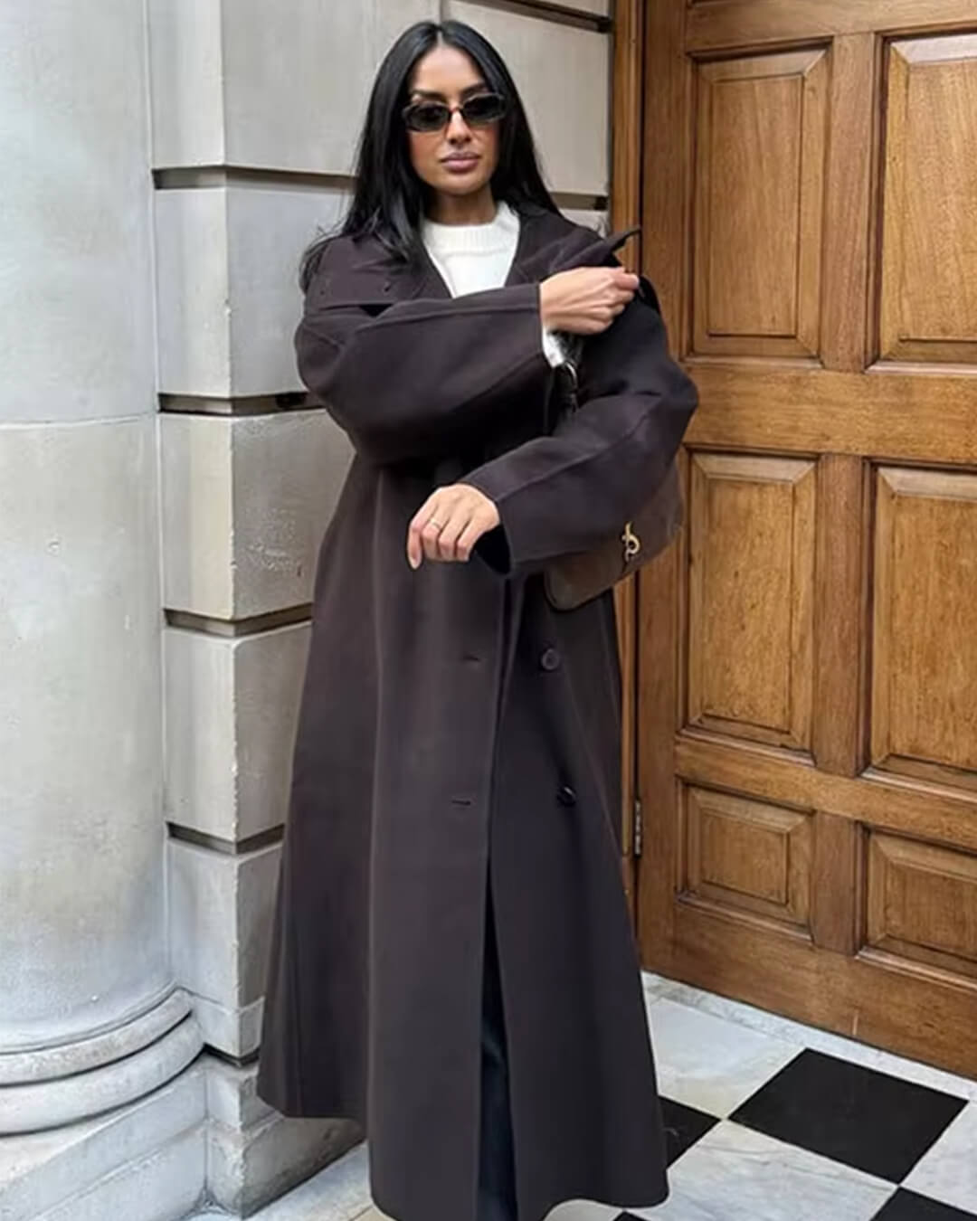 ZEYA - Meryl Stand Up Collar Belted Long Coat