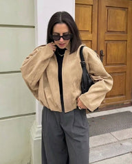 Mia Suede Oversized Zip Jacket