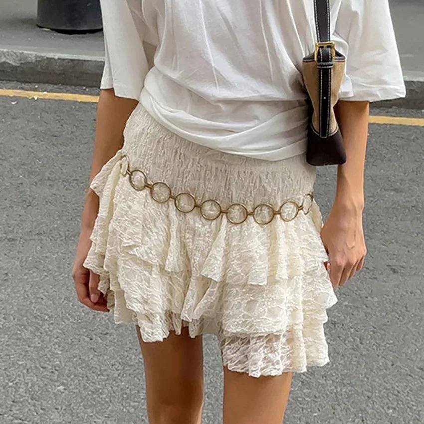 ZEYA - Mildred Tiered Lace Mini Skirt
