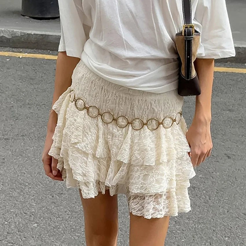 ZEYA - Mildred Tiered Lace Mini Skirt