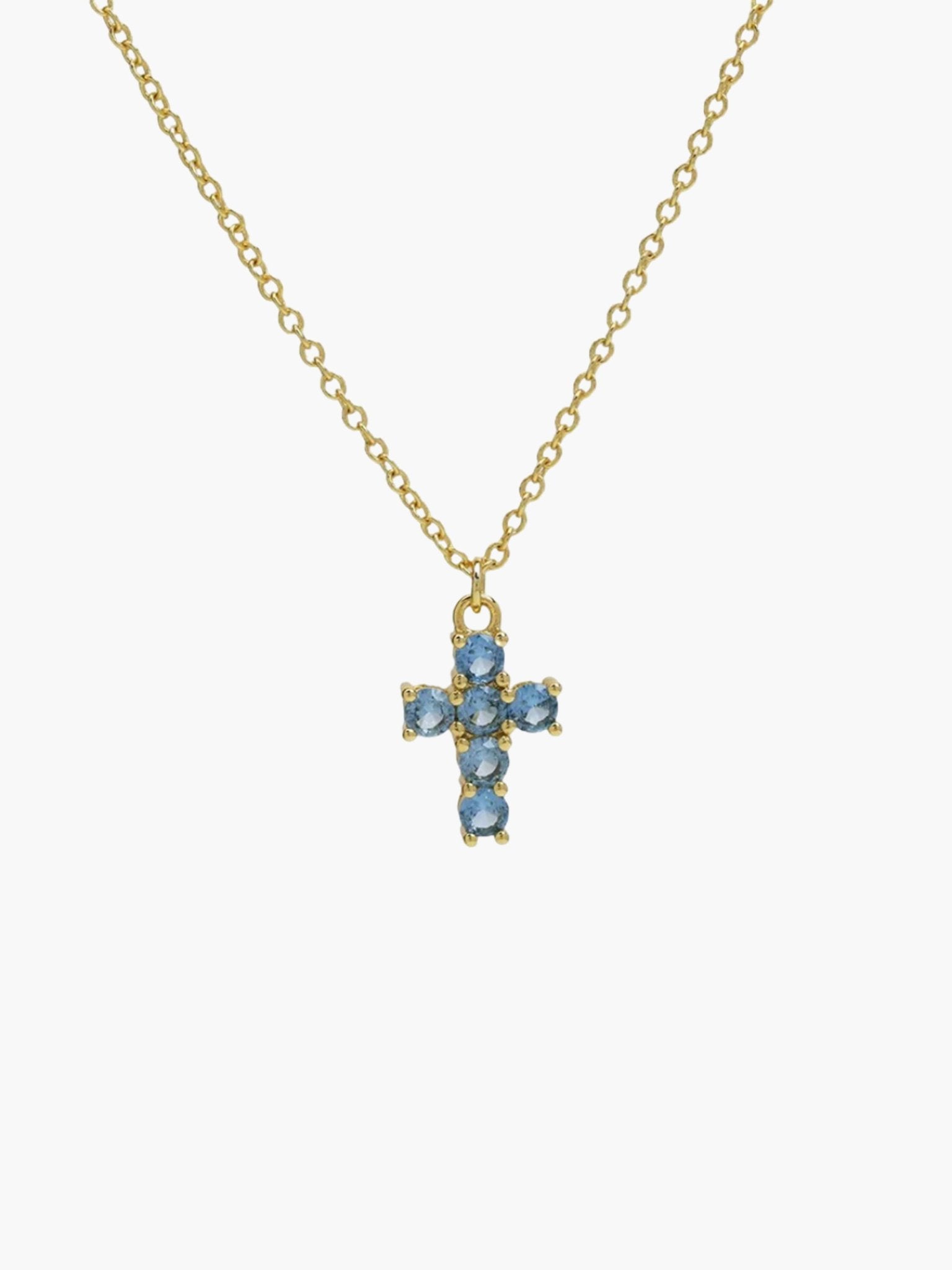 ZEYA - Miya Birthstone Necklace - Elegant Cross Pendant with Zircon for Women