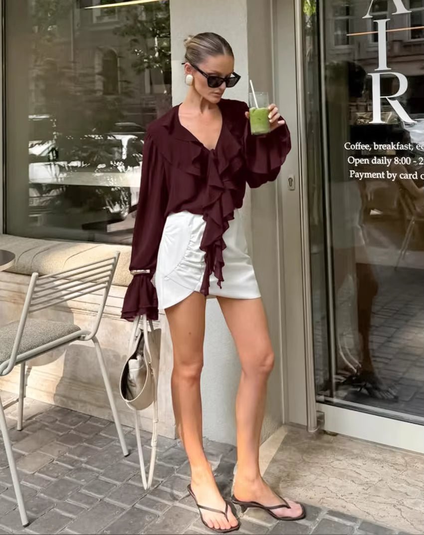 ZEYA - Monica Tie Neck Ruffled Blouse