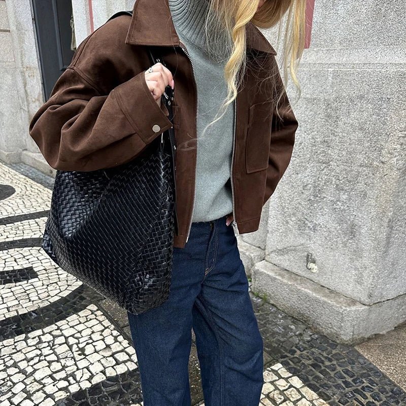 ZEYA - Nada Suede Bomber Jacket