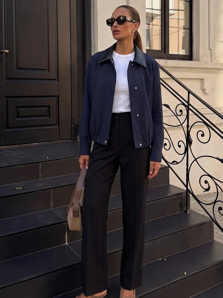 ZEYA - Naomi Contrast Collar Bomber Jacket