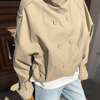Natalie High Funnel Neck Cropped Trench Jacket