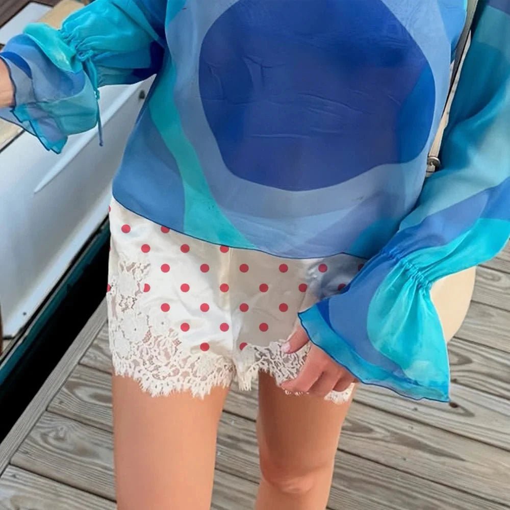ZEYA - Natasha Polka Dot Lace Trim Shorts