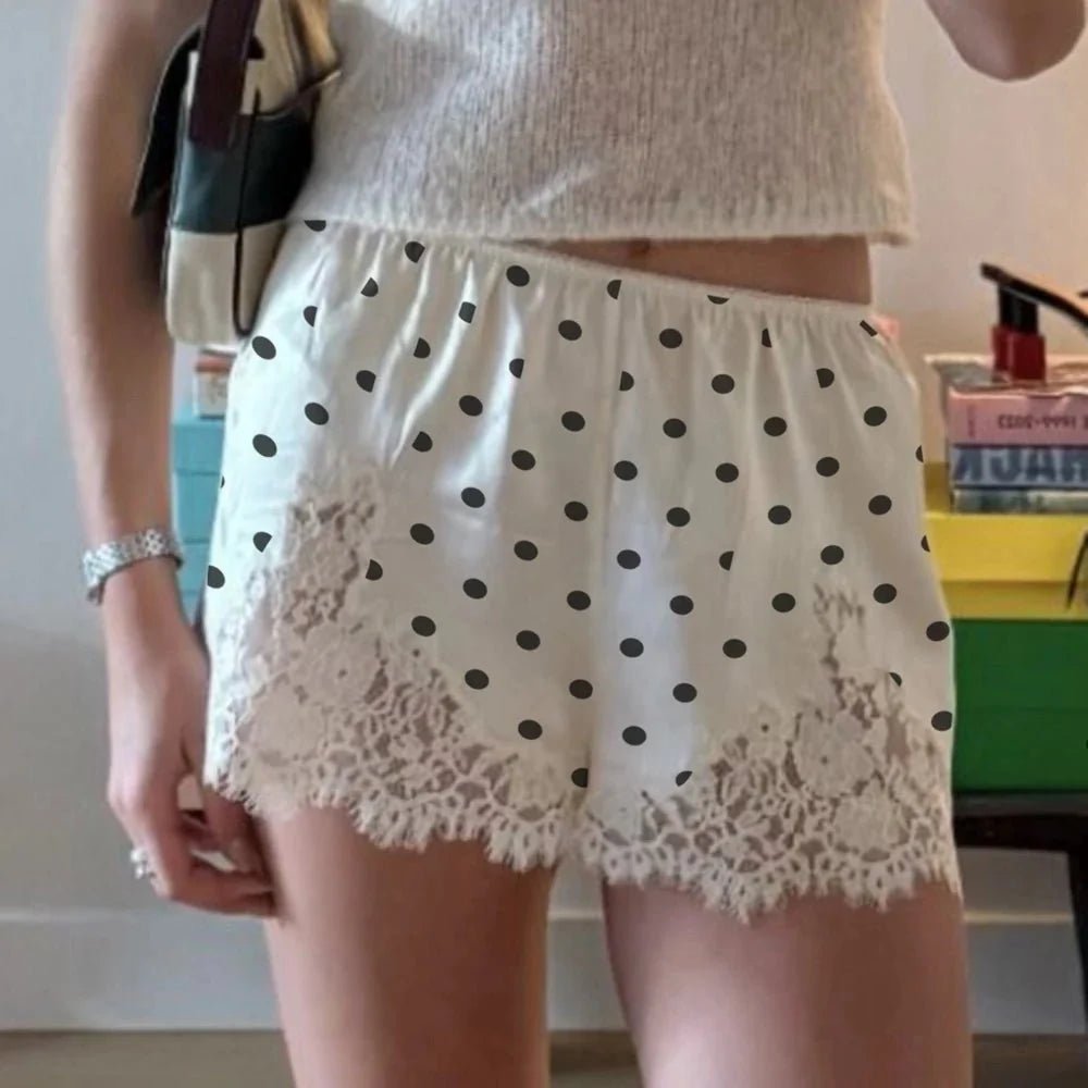 ZEYA - Natasha Polka Dot Lace Trim Shorts