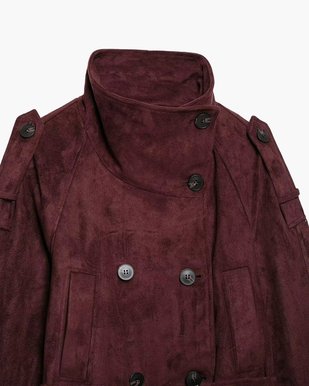 ZEYA - Nicole Funnel Neck Faux Suede Belted Jacket