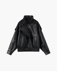 Nikka Faux Leather Stand Collar Jacket