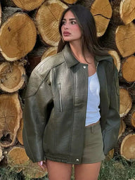 Nova Faux Leather BomberJacket