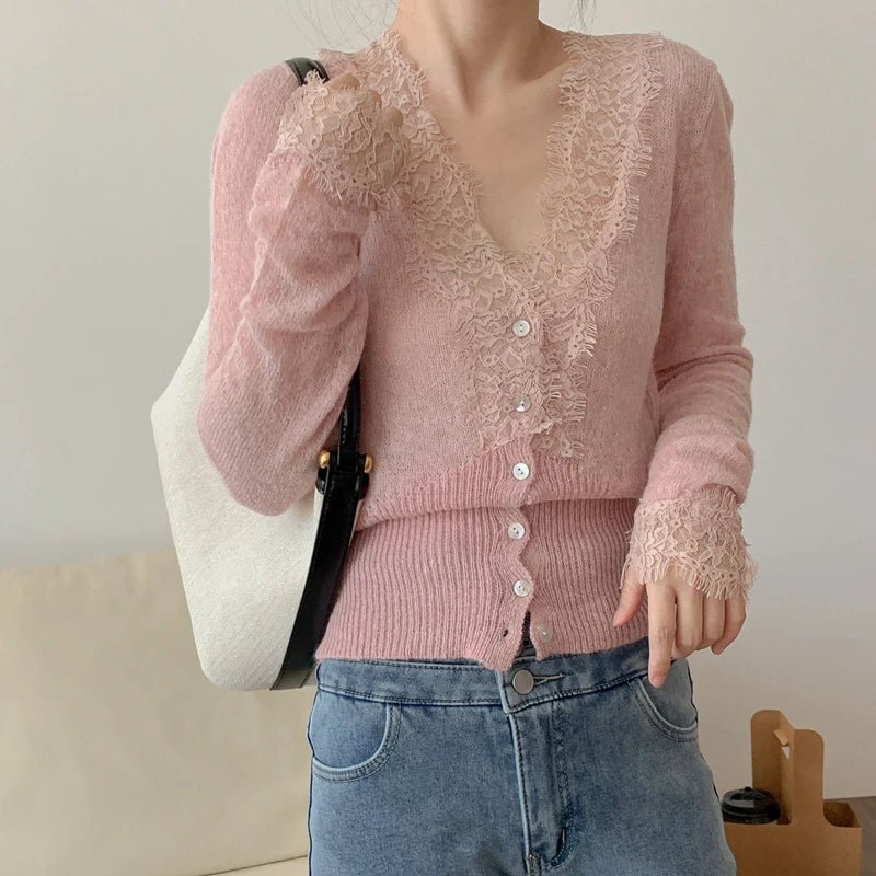 ZEYA - Olive Knitted Lace Cardigan