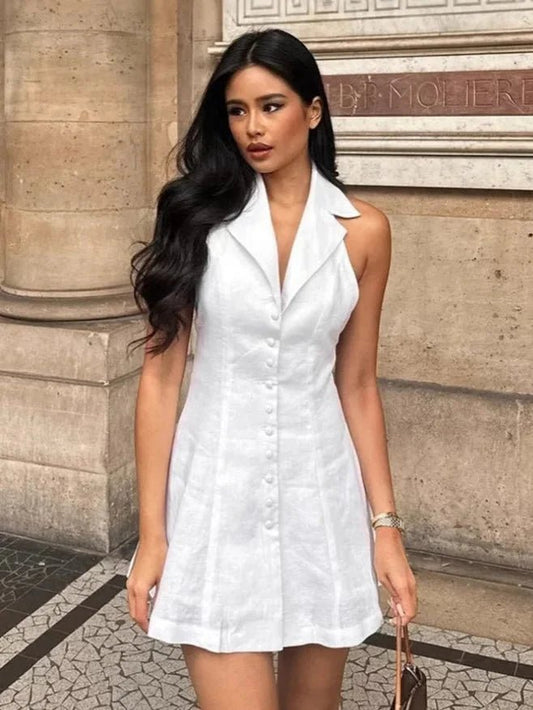 ZEYA - Rafaela Halter V - Neck Mini Dress
