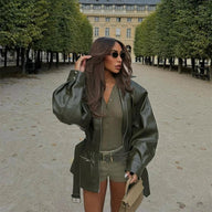 Rebecca Belted Faux Leather Jacket