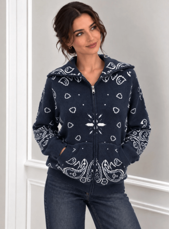 ZEYA - Sarah Stand Collar Knitted Cardigan