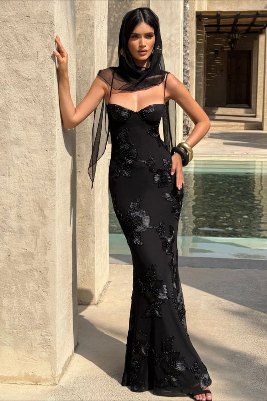 ZEYA - Scarlett Applique Tie-Back Evening Dress