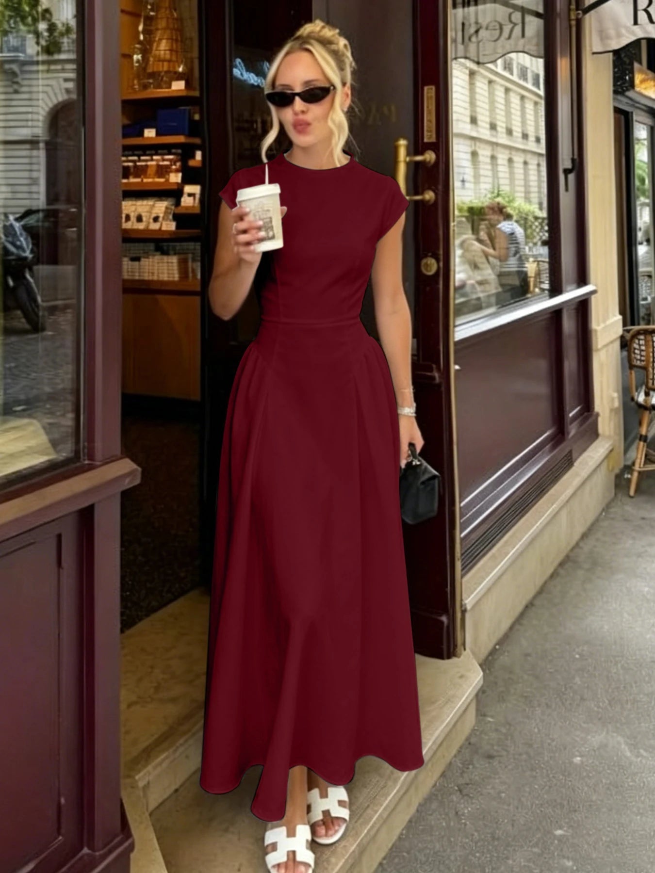 ZEYA - Sienna Flare Maxi Dress with Cap Sleeves