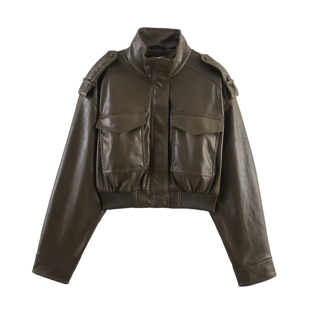 ZEYA - Sofia Faux Leather Bomber Jacket