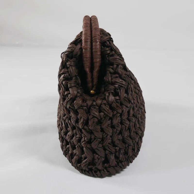 ZEYA - Sophia Woven Straw Shell Clutch