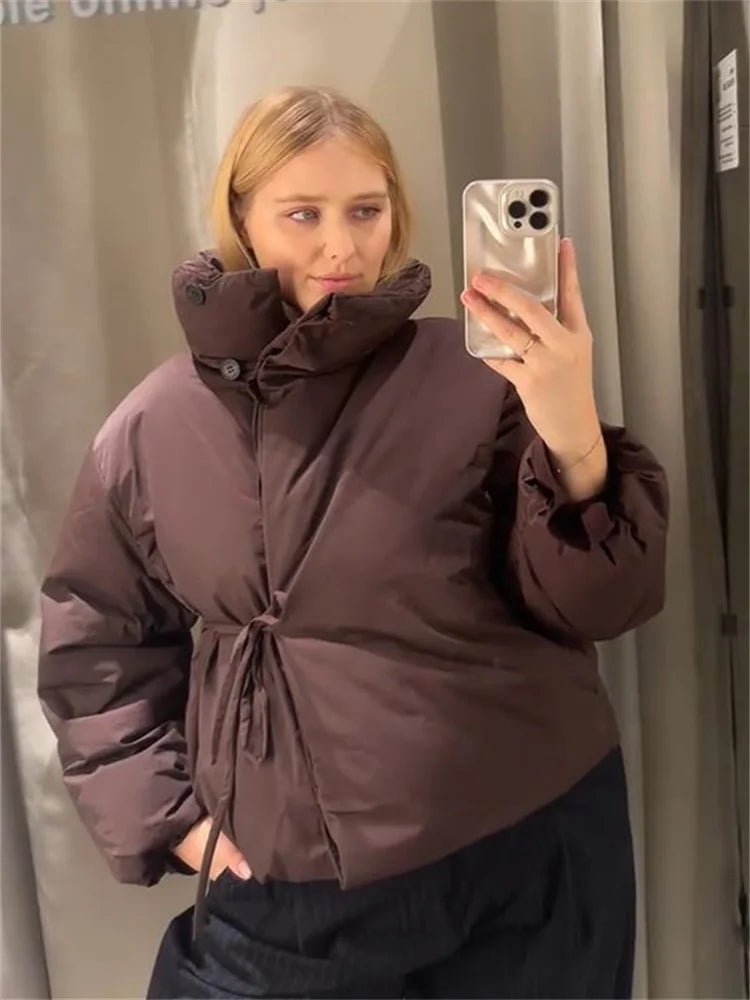 ZEYA - Suzanne High Collar Tie - Up Puffer Jacket